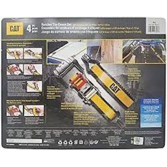 Cat 4 Piece Ratchet Tie Down Set with Soft Hooks 16 Feet x 1-1/2 Inches 3300 lb - Picture 3 of 3